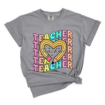 Simply Sage Market Teacher Pencil Heart Garment Dyed Tee