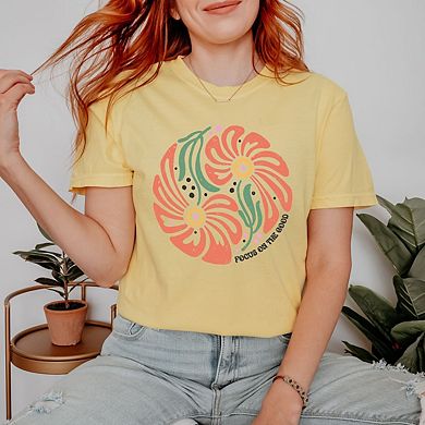 Boho Flowers Circle Garment Dyed Tees