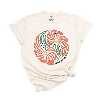Boho Flowers Circle Garment Dyed Tees