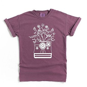 Camera And Wildflowers Garment Dyed Tees