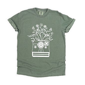 Camera And Wildflowers Garment Dyed Tees