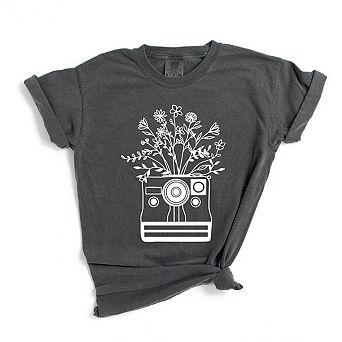Camera And Wildflowers Garment Dyed Tees