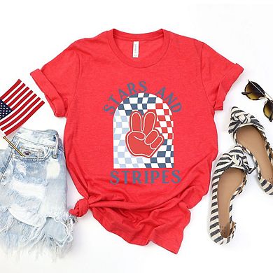 Stars And Stripes Peace Short Sleeve Graphic Tee
