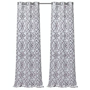 Kate Aurora 2 Pack Reversible Geometric Room Darkening Grommet Curtains