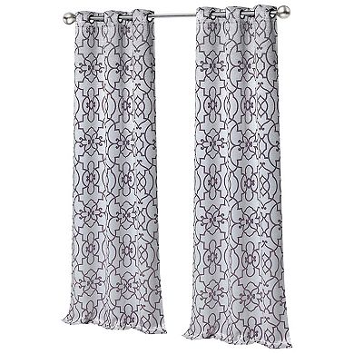 Kate Aurora 2 Pack Reversible Geometric Room Darkening Grommet Curtains