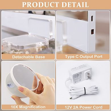 Vanitii Hollywood Mirror With Led Lights Remote Control Self-timer Wall Mount