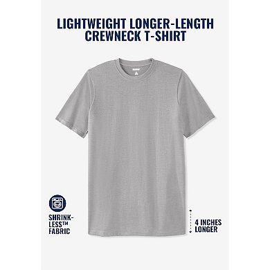 Kingsize Men's Big & Tall Shrink-less Lightweight Longer-length Crewneck T-shirt