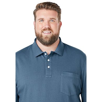 KingSize Men's Big & Tall Long-Sleeve Shrink-Less Piqu√© Polo