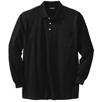 KingSize Men's Big & Tall Long-Sleeve Shrink-Less Cotton Polo Shirt