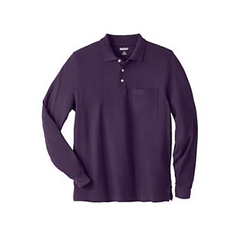 KingSize Men's Big & Tall Long-Sleeve Shrink-Less Cotton Polo Shirt