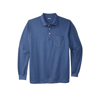 KingSize Men's Big & Tall Long-Sleeve Shrink-Less Cotton Polo Shirt