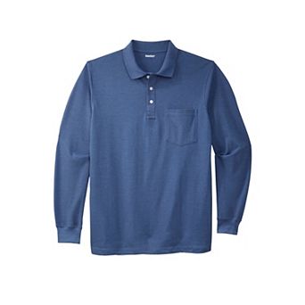 KingSize Men's Big & Tall Long-Sleeve Shrink-Less Cotton Polo Shirt