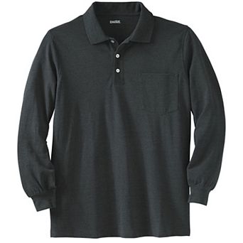 KingSize Men's Big & Tall Long-Sleeve Shrink-Less Cotton Polo Shirt