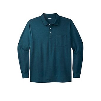 KingSize Men's Big & Tall Long-Sleeve Shrink-Less Cotton Polo Shirt