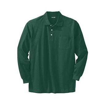 KingSize Men's Big & Tall Long-Sleeve Shrink-Less Cotton Polo Shirt