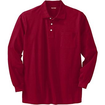 KingSize Men's Big & Tall Long-Sleeve Shrink-Less Cotton Polo Shirt
