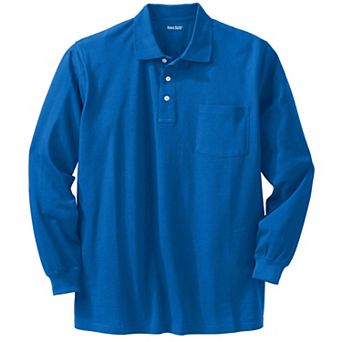 KingSize Men's Big & Tall Long-Sleeve Shrink-Less Cotton Polo Shirt