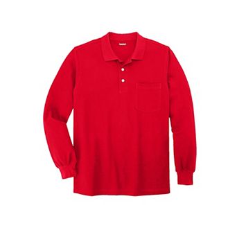 KingSize Men's Big & Tall Long-Sleeve Shrink-Less Cotton Polo Shirt