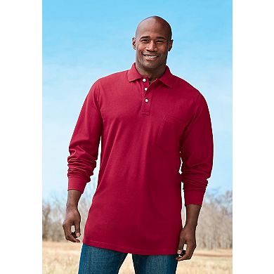 KingSize Men's Big & Tall Longer-Length Long Sleeve Shrink-Less Piqu√© Polo