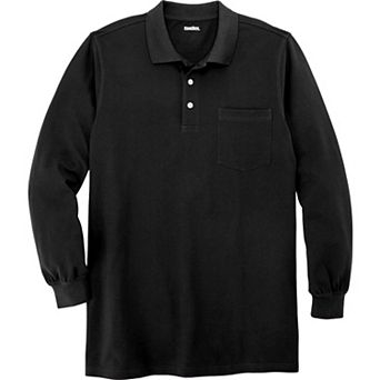 KingSize Men's Big & Tall Longer-Length Long Sleeve Shrink-Less Cotton Polo