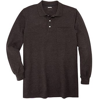 KingSize Men's Big & Tall Longer-Length Long Sleeve Shrink-Less Cotton Polo