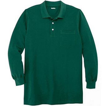 KingSize Men's Big & Tall Longer-Length Long Sleeve Shrink-Less Cotton Polo