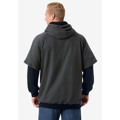 Boulder Creek by KingSize Men's Big & Tall Thermal-Lined Layered Look Hoodie