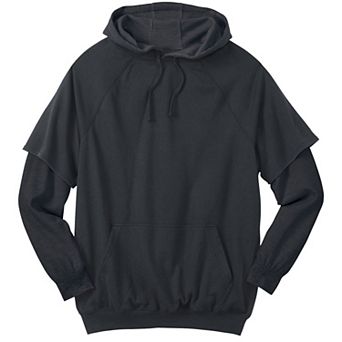 Boulder Creek by KingSize Men's Big & Tall Thermal-Lined Layered Look Hoodie