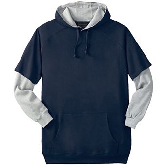 Boulder Creek by KingSize Men's Big & Tall Thermal-Lined Layered Look Hoodie