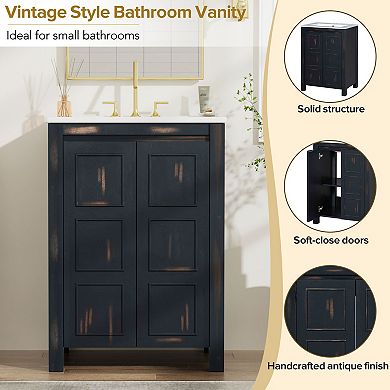 Merax Small Bathroom Vanity Combo With Ceramic Sink