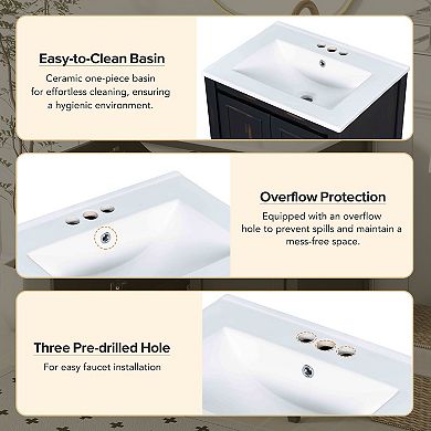 Merax Small Bathroom Vanity Combo With Ceramic Sink