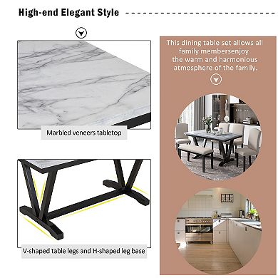 Merax Modern Style 6-piece Dining Table With 4 Chairs & 1 Bench
