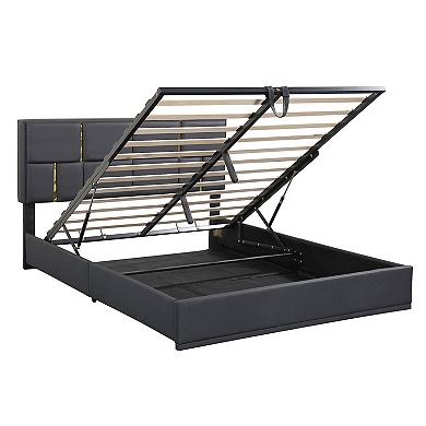 Merax Modern Pu Platform Bed With Hydraulic Storage