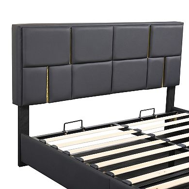 Merax Modern Pu Platform Bed With Hydraulic Storage