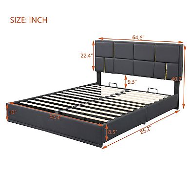 Merax Modern Pu Platform Bed With Hydraulic Storage