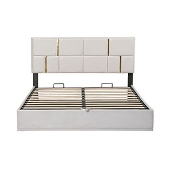 Merax Modern Pu Platform Bed With Hydraulic Storage