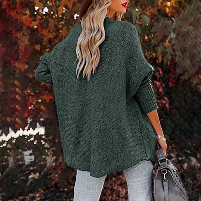 Kimono Batwing Long Sleeve Knit Cardigan Sweaters Open Front Oversized Chunky Sweater Outerwear