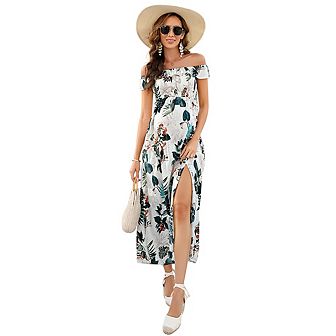 Maternity Dress Women's Off Shoulder Split A Line Casual Maxi Dress