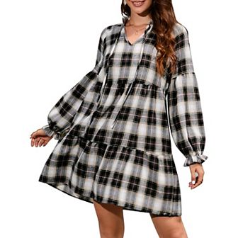 Fall Dresses For Women Long Sleeve Loose Flowy Swing Wedding Guest Mini Dress