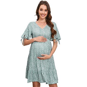 Women's Sweetheart Neck Drawstring Layered Dress Flowy A Line Mini Dress