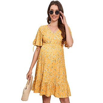 Women's Sweetheart Neck Drawstring Layered Dress Flowy A Line Mini Dress