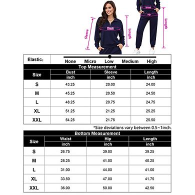 2 Piece Sweatsuits Outfits For Women 1/3 Zip Pullover Jogger Sets With Pockets