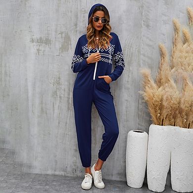 Jumpsuits For Women Zip Up Long Sleeve Romper Casual One Piece With Pockets