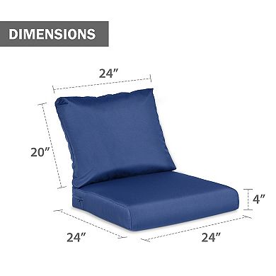 Aoodor Indoor / Outdoor Deep Seat Cushion Set of 2, Waterproof Cushions with Adjustable Straps