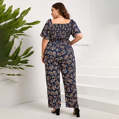 Womens Oversized Jumpsuits For Women Casual Wide Leg One Piece Printed Jumpsuit With Pockets