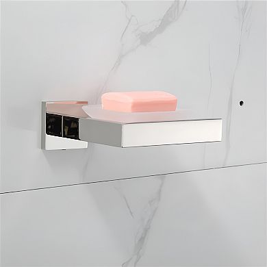 Stainless Steel Square Soap Holder With Removable Dish - Silver