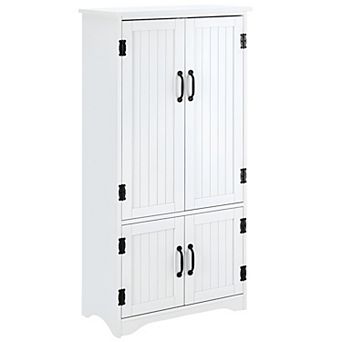 Storage Cabinet with Adjustable Shelves, Four Separate Doors - White
