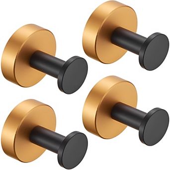 Round Base Wall Hanging Coat Hook with Screws- Matte Black Towel Hook, 4 Pack