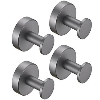 Round Base Wall Hanging Coat Hook with Screws- Matte Black Towel Hook, 4 Pack