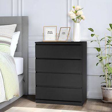 Elegant 4-Drawer Wood Dresser - Perfect for Indoor Use and Space Saving
